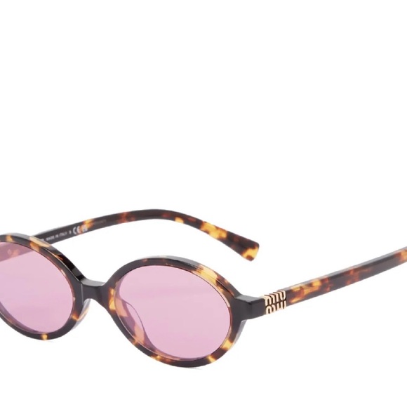 Miu Miu Tortoiseshell Oval Sunglasses with Pink Lenses - Picture 10 of 10